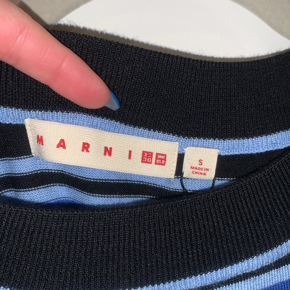MARNI x UNIQLO collab Merino Blend Sleeveless Knitted Dress blue pink stripe S - Picture 6 of 12